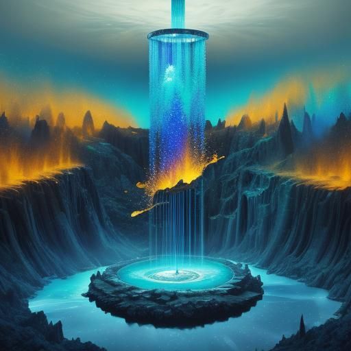 Surreal Native American Bathing in Cosmic Lake