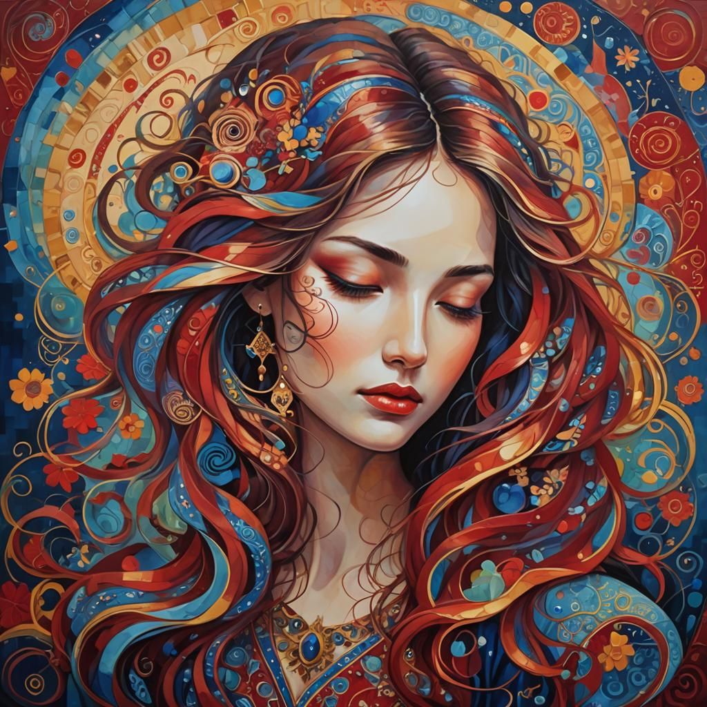 Contemplative Woman in Colorful Comic Book Art