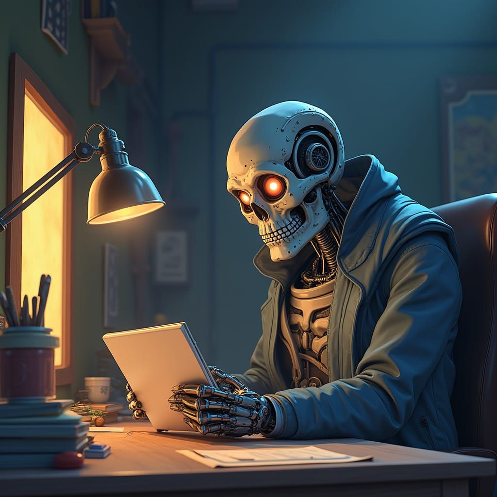 Herman the Animator: Quirky Terminator Parody in Anime Style