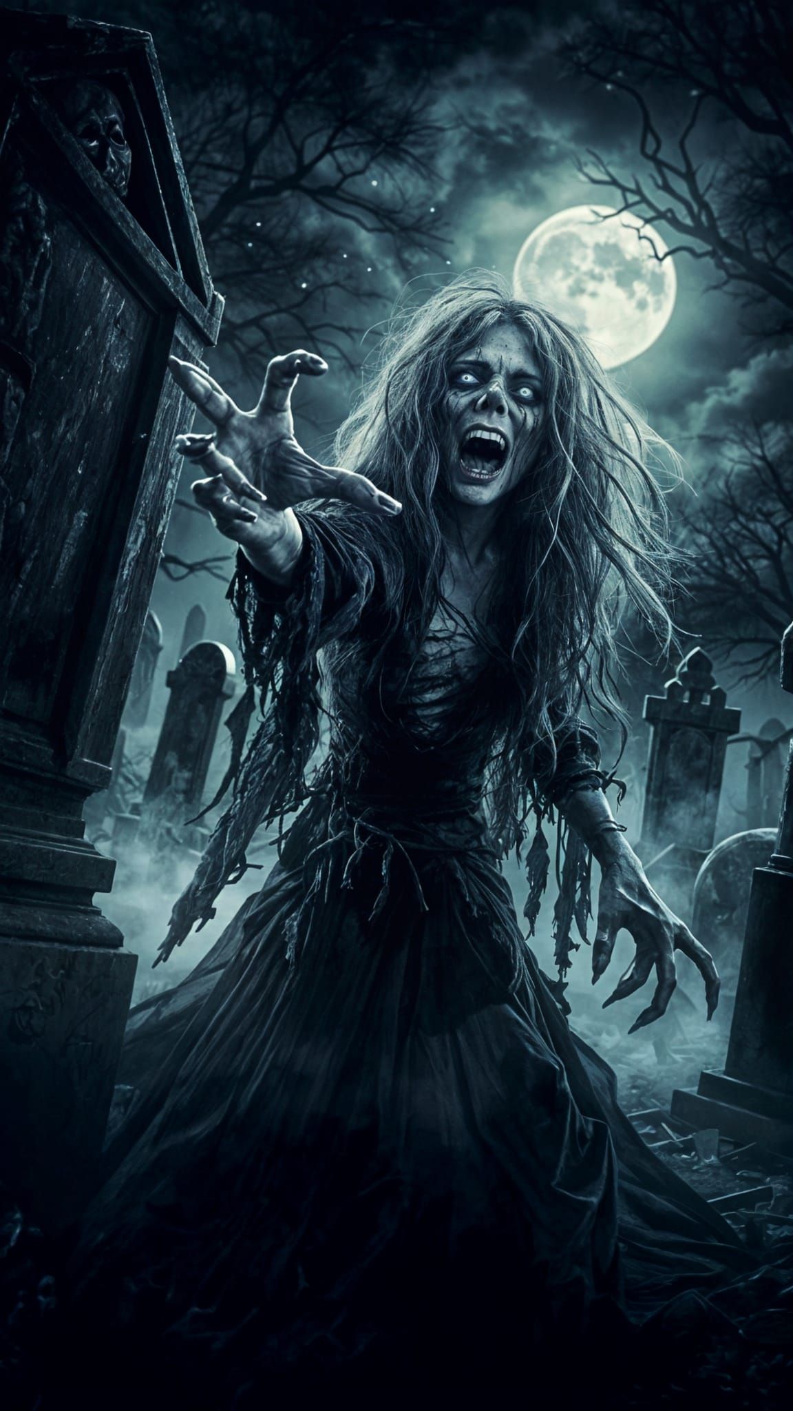 Terrifying Banshee in a Gothic Horror Landscape