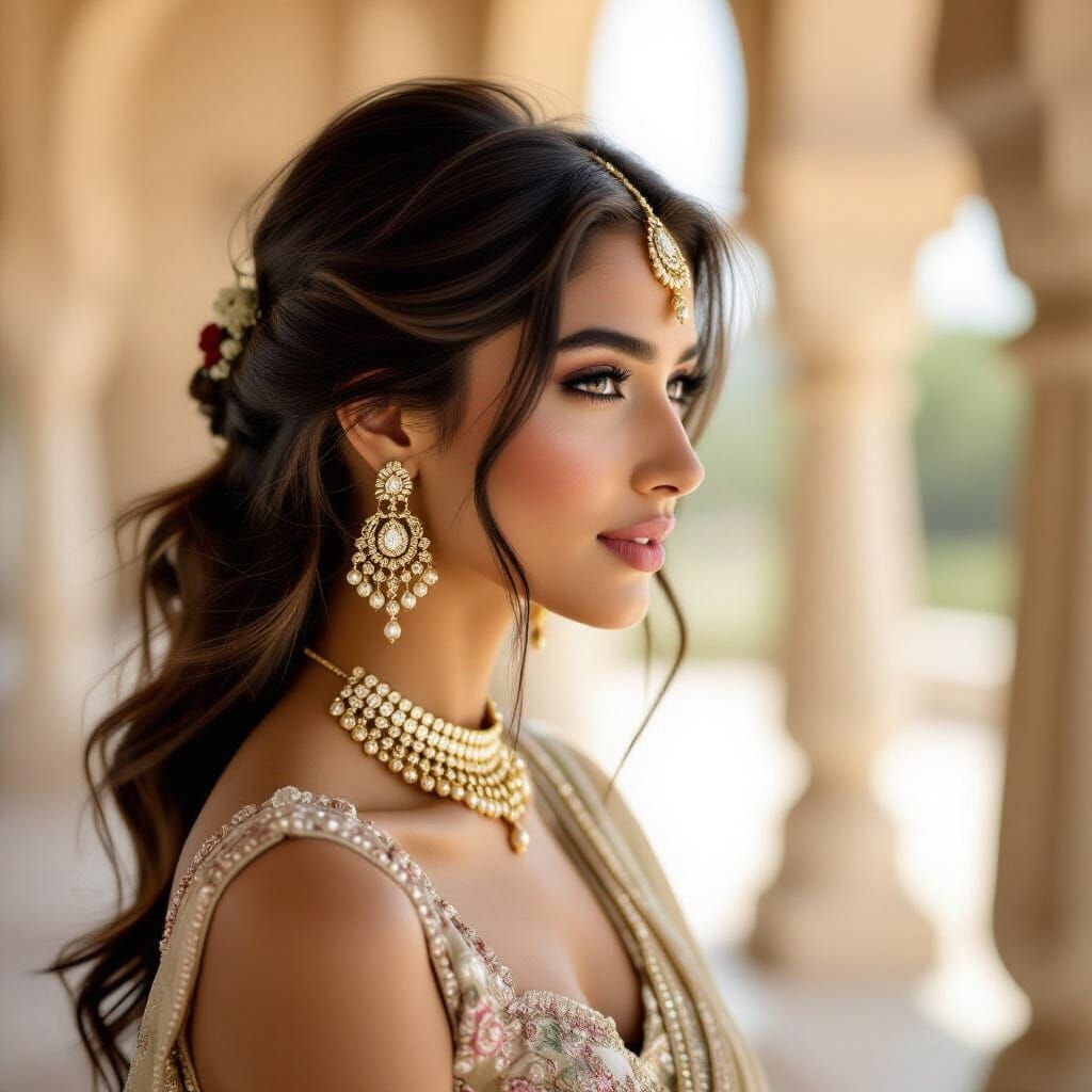 Indian Girl's Jewelry: Hyperrealistic Fashion Portrait