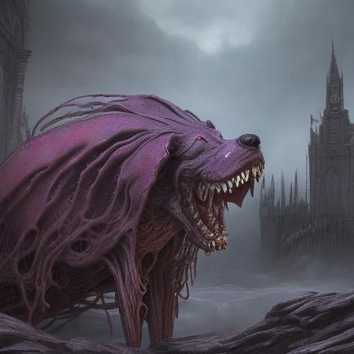 Creepy Smile Dog Digital Art