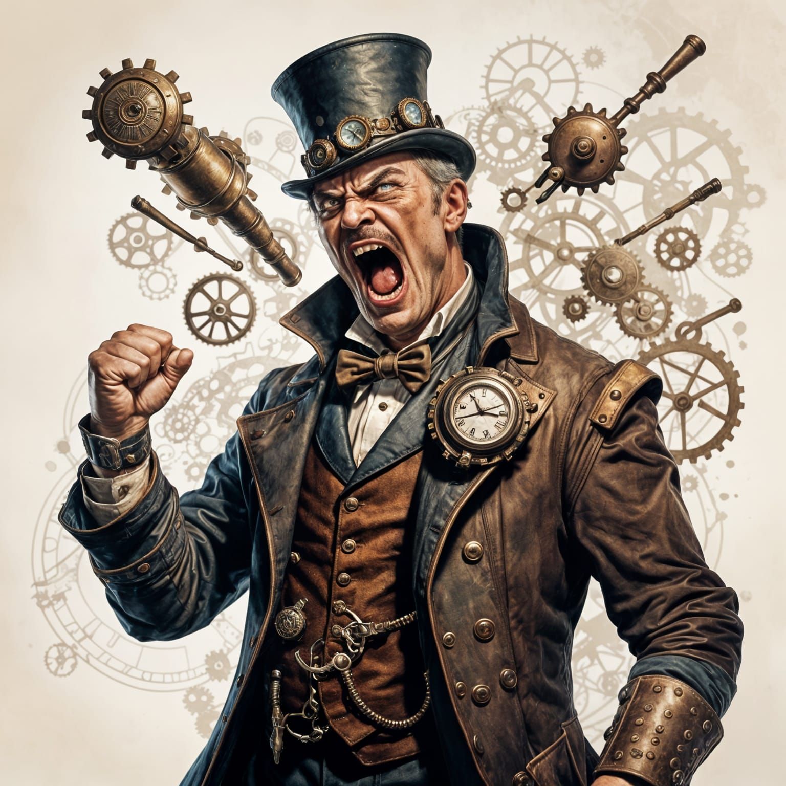 Angry Father Shouts, Steampunk Style