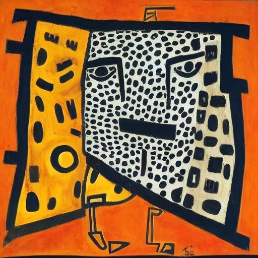 Geometric Leopard in Savannah: African Folk Art