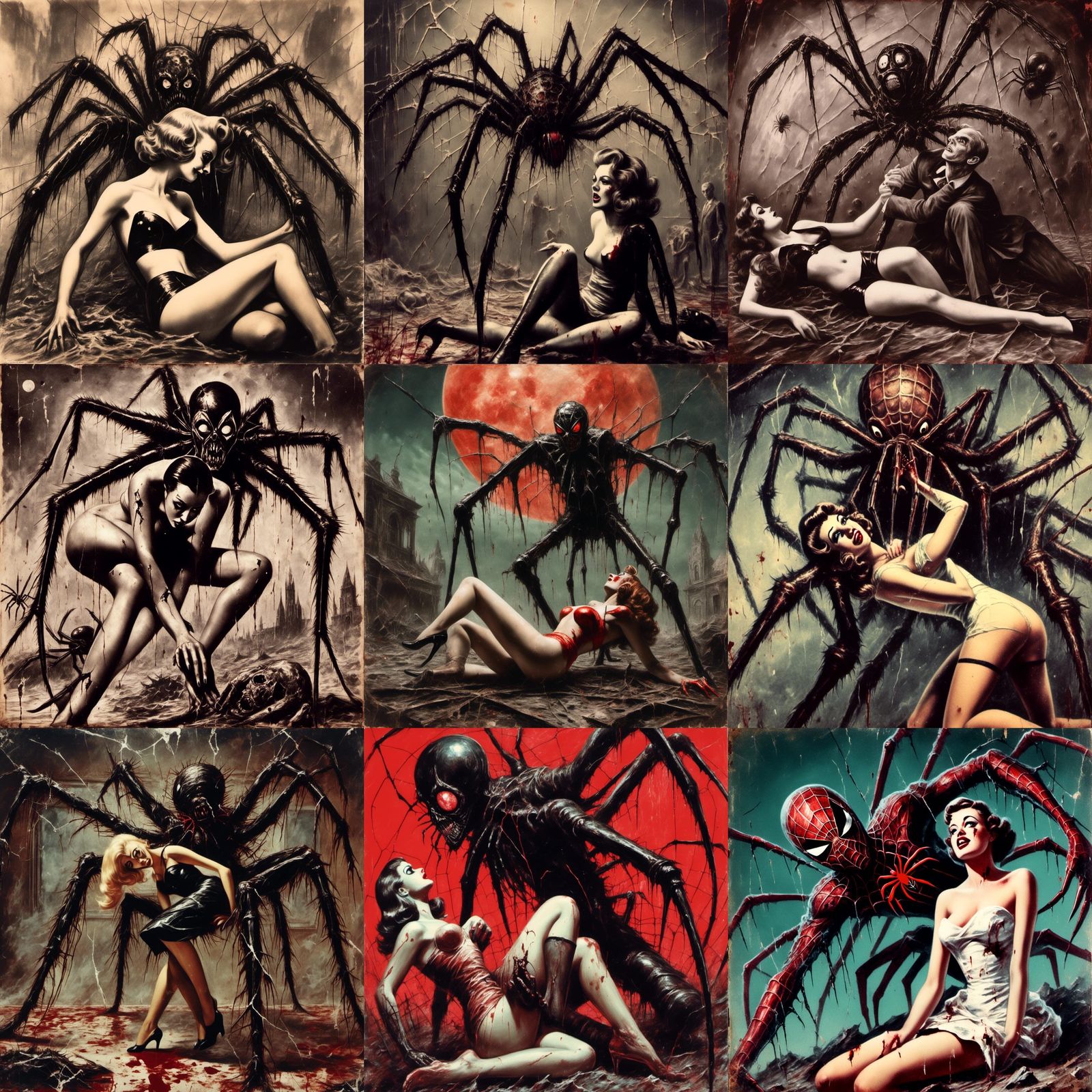 Half-Man Spider Attacks Pinup Girl on Mars