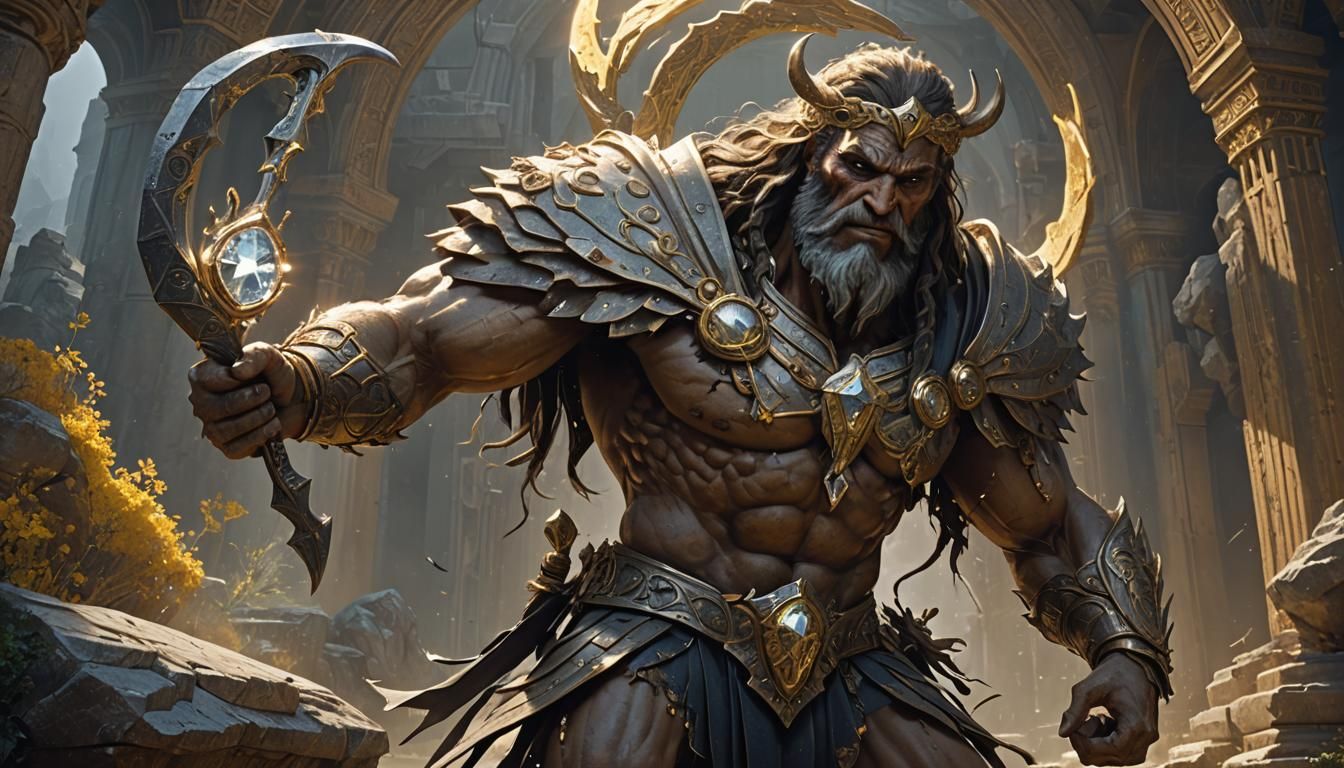 Greek Titan Cronus with Diamond Sickle