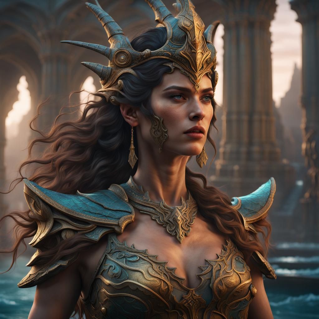 Teenage Poseidon in Detailed Fantasy Art