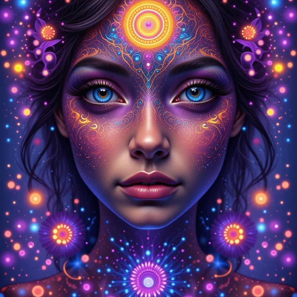 Ethereal Leopard Mandala Portrait in Digital Art Style