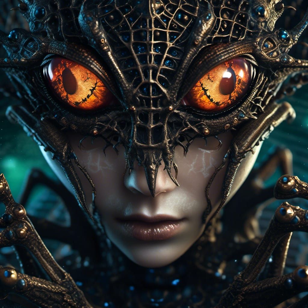 Sci-Fi Spider Lizard with Galactic Eyes