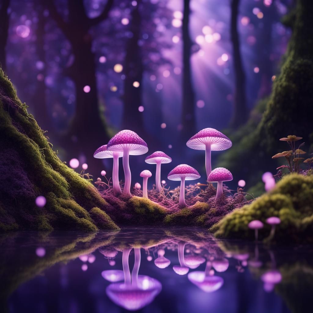 Glowing Space Flowers in Forest, Splash Art
