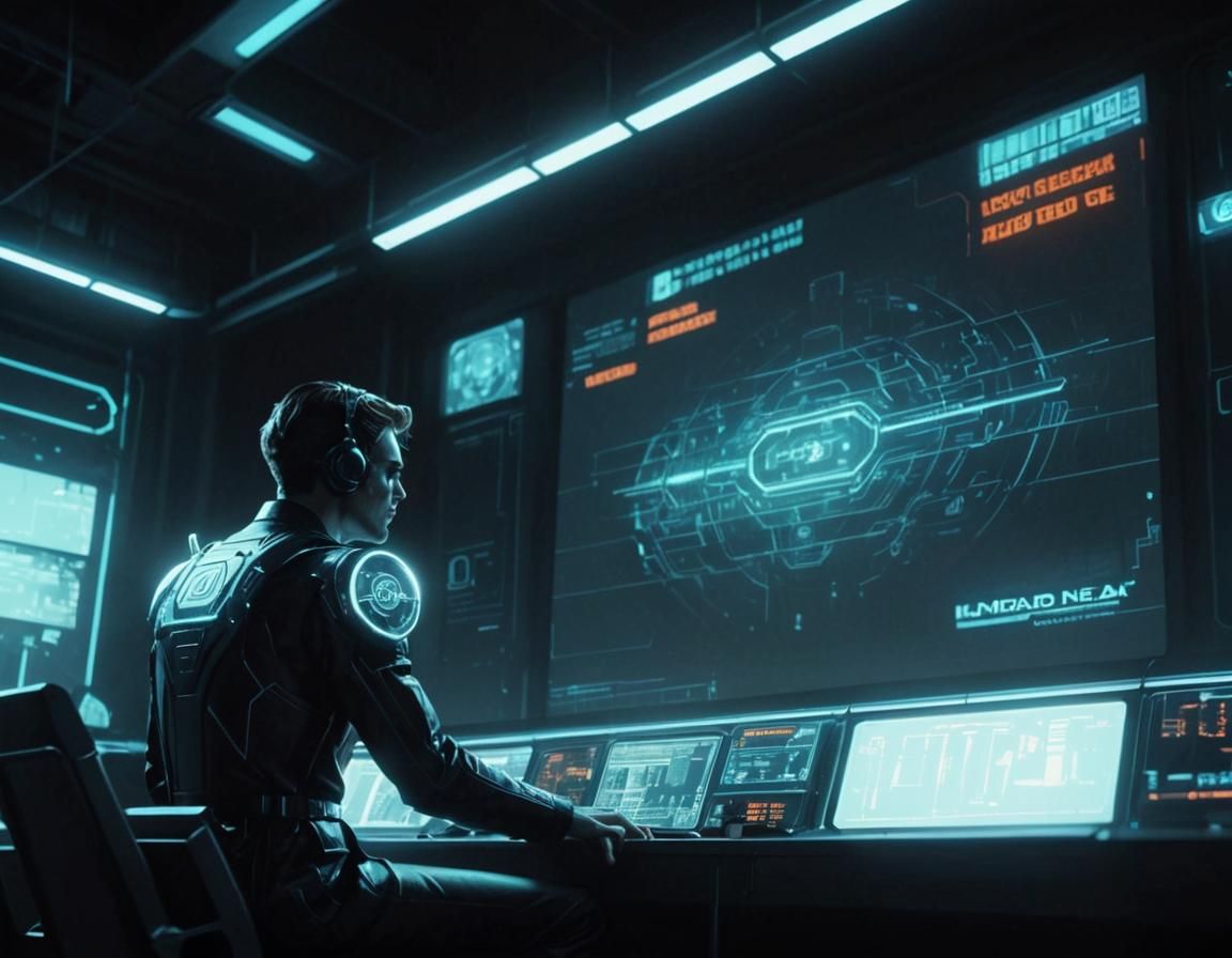 Film Noir Trader in Cyberpunk Cityscape