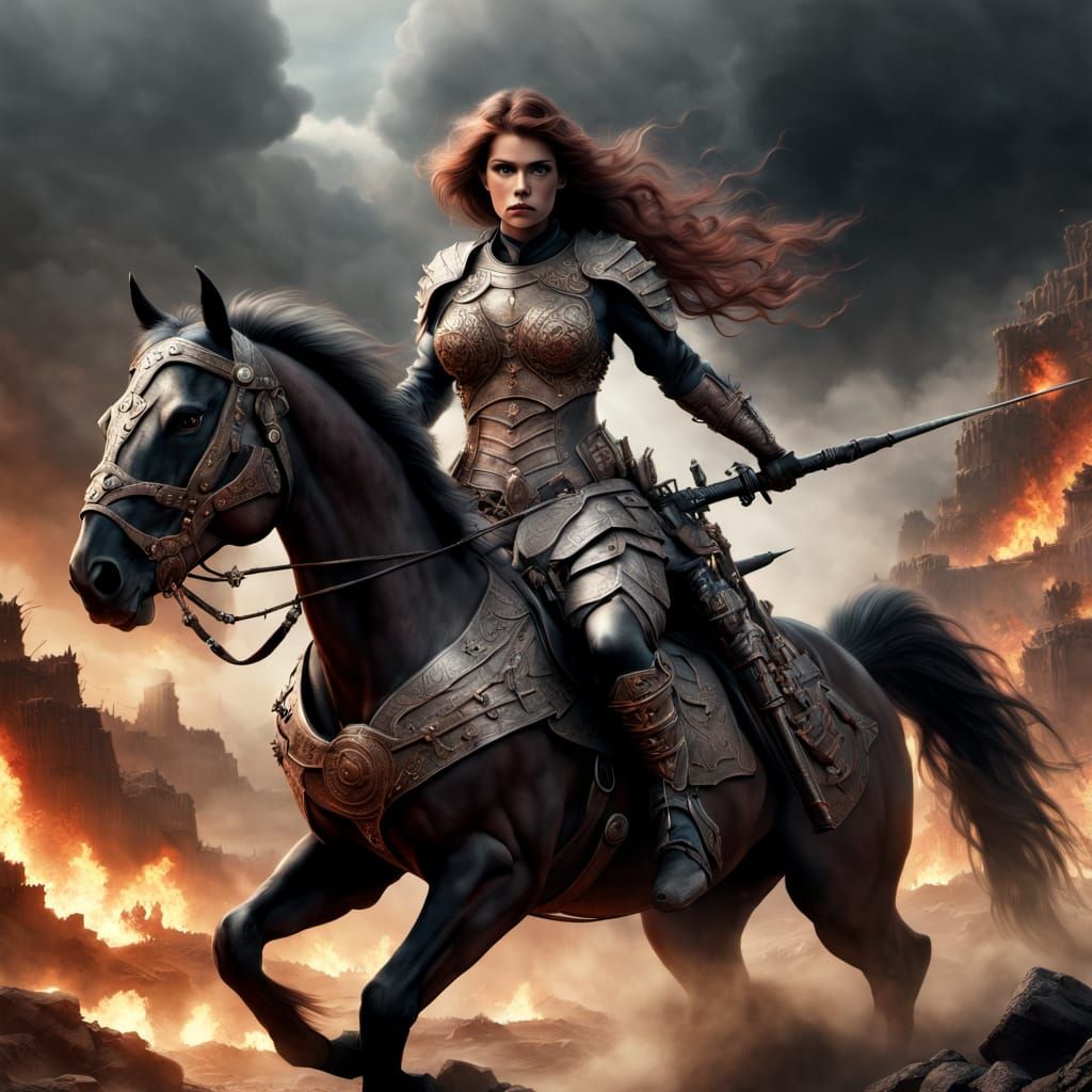 Curvy Female War Horseman: Epic Digital Painting