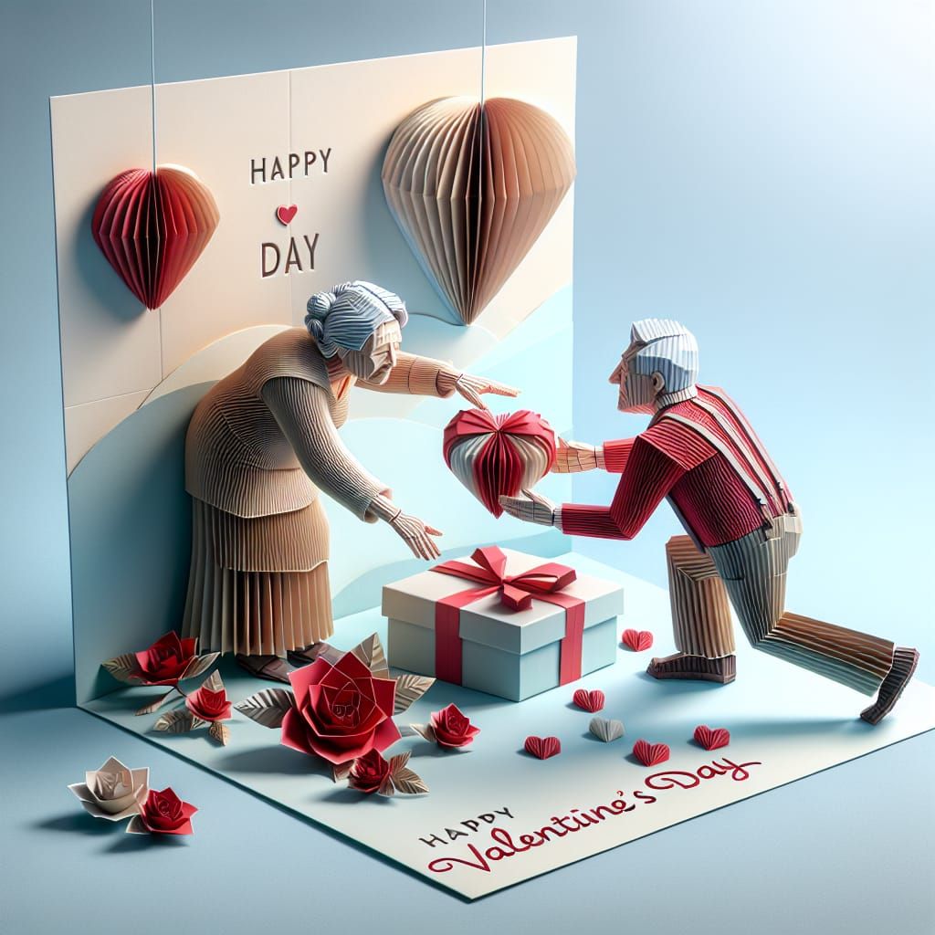 Stunning Origami Papercraft Valentine's Day Card