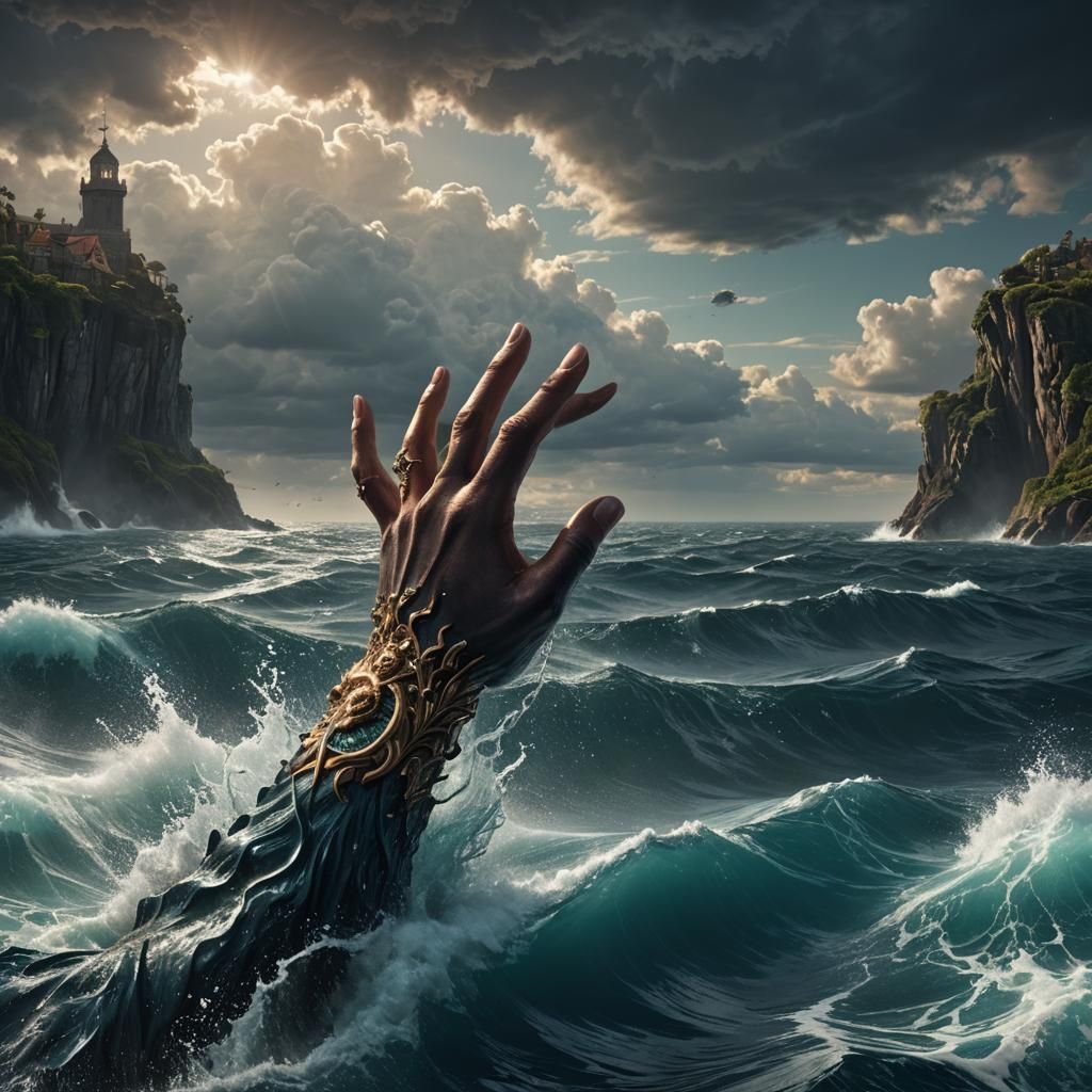 Drowning Man Rescued: Detailed Fantasy Concept Art
