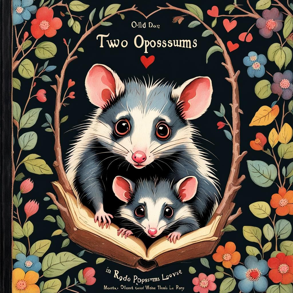 Children’s book cover of two opossums