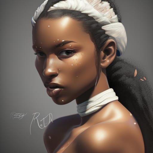 Ebony Princess Portrait in Hyperrealistic Style