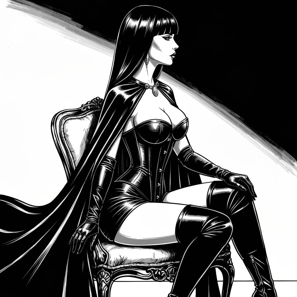 Abstract Black and White Ink Portrait of Selene Gallio