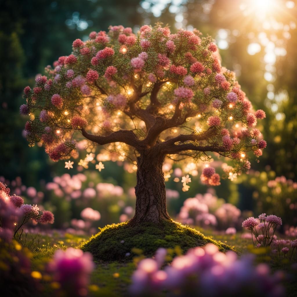Glowing Tree of Life in Forest Garden