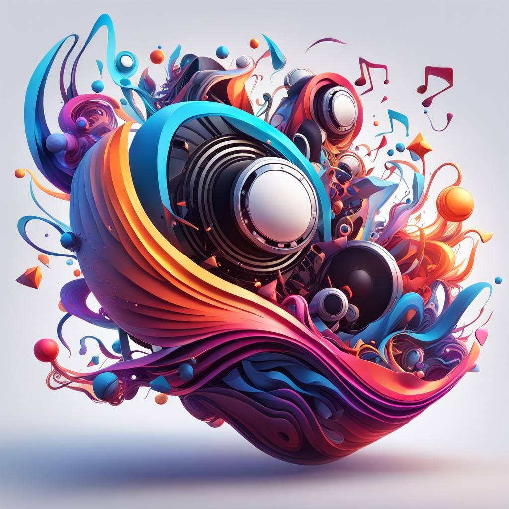 Futuristic Abstract Music Logo in Vector Art
