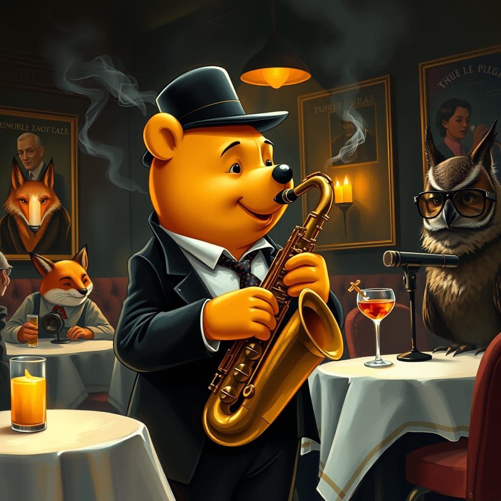 Winnie the Pooh in Smoky Jazz Club