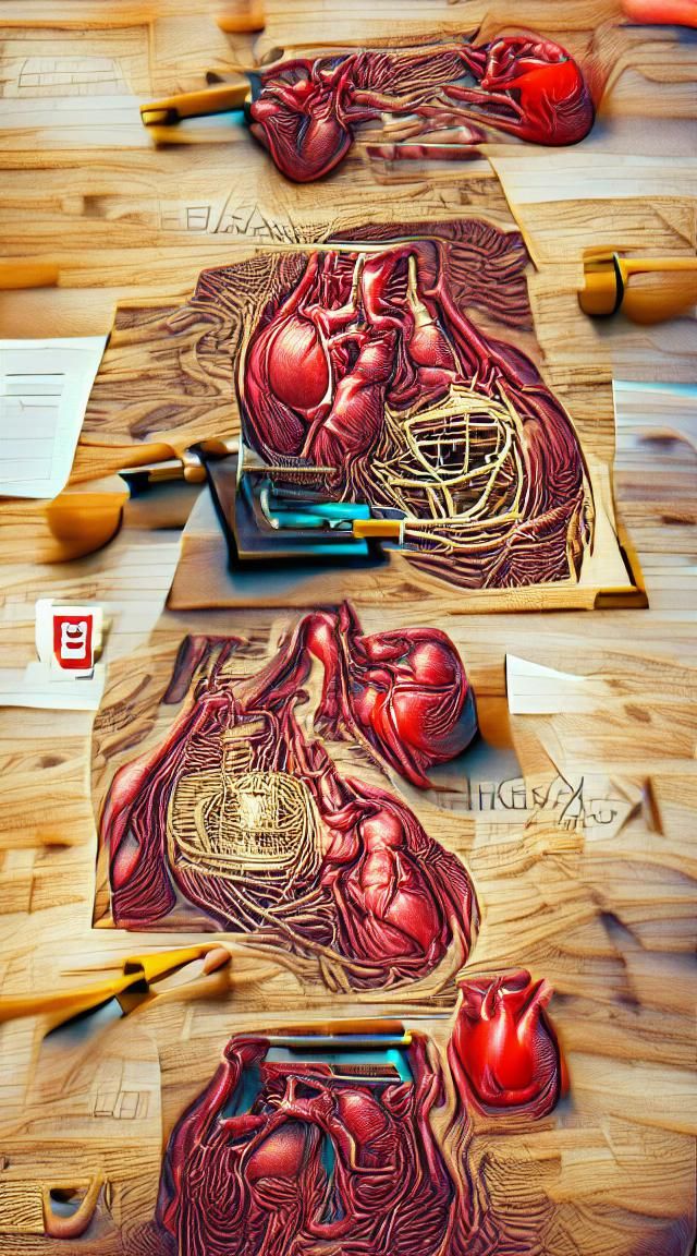 human heart medical drawing scientific drawing anatomy printmaking letter press | DSLR 8K 3D 8k resolution Unreal Engine...