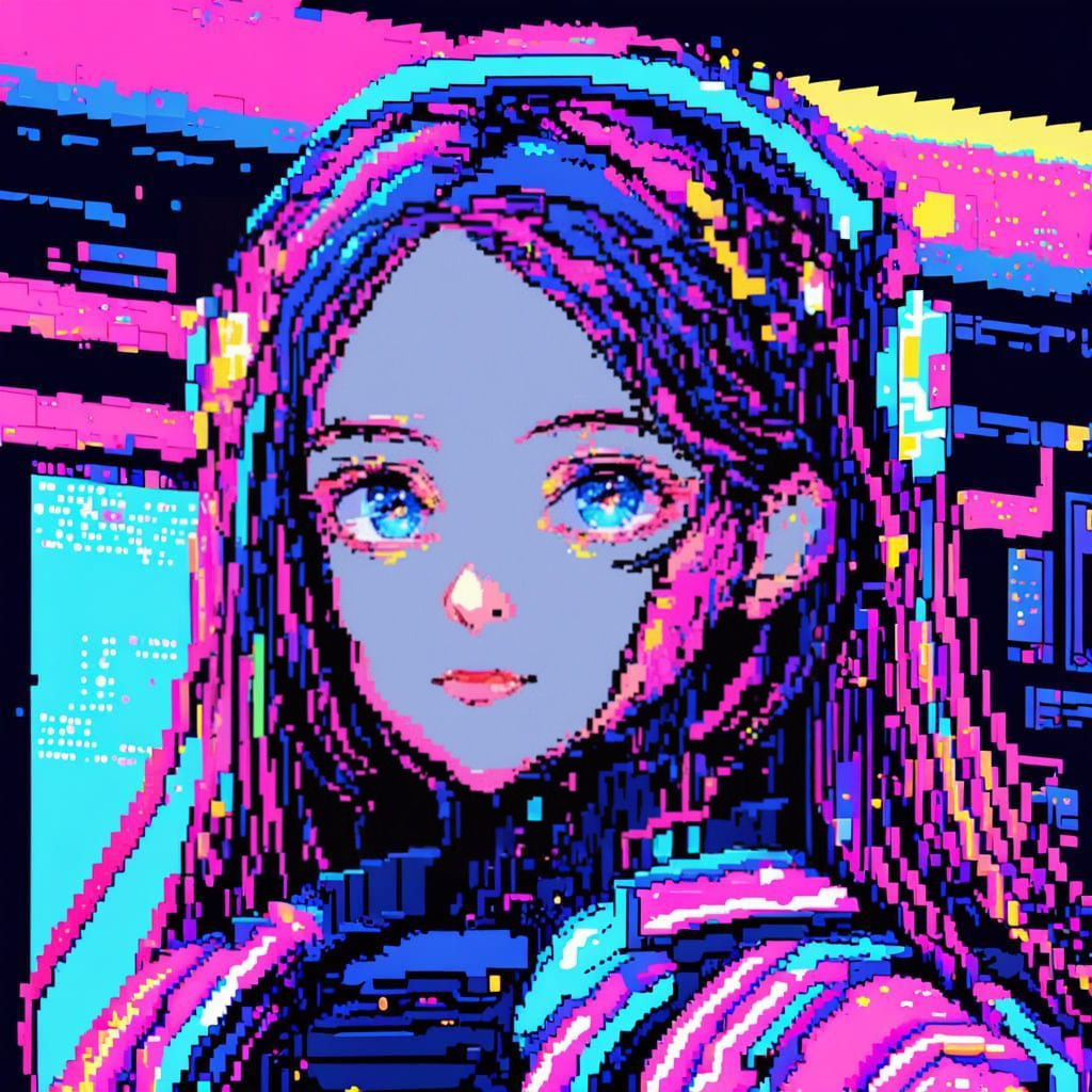 Cute Cyclops Girl with Glitchy Eyelashes in a Dreamy Core