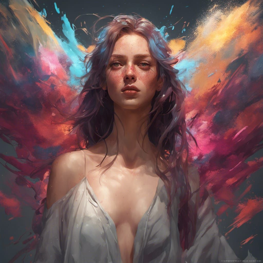 Freckled Woman Portrait in Hyperdetailed Style