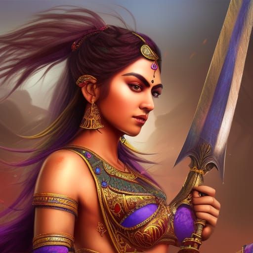 South Asian Warrior Princess: Detailed Matte Painting