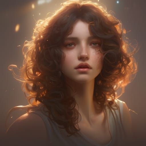 Amber-Eyed Woman: Hyperdetailed Portrait in Artgerm Style
