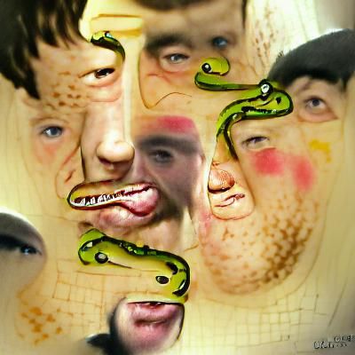 Cartoon Snake Character with Greasy, Sleazy Face