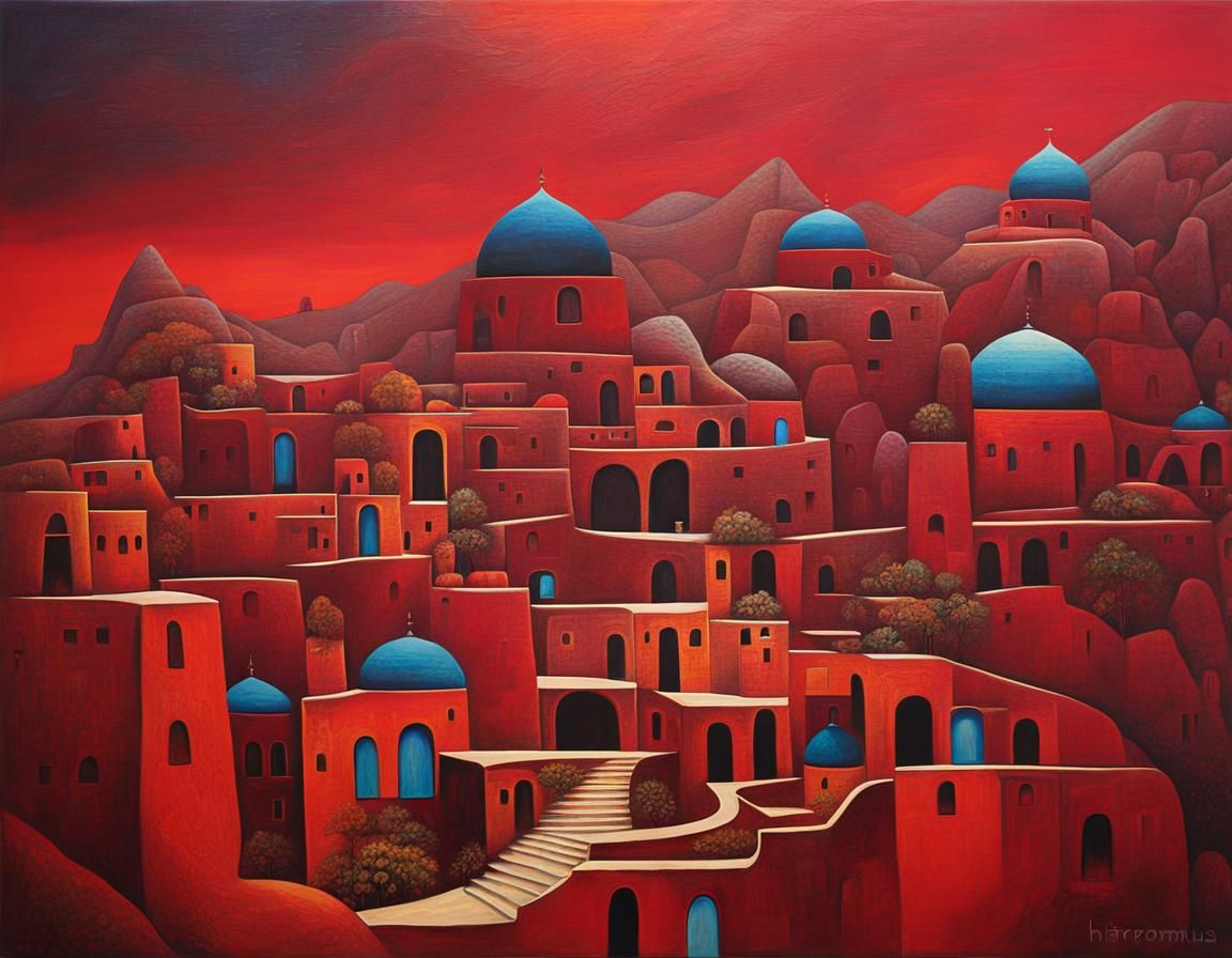 Mystic Petra Oil Painting with Fractal Details