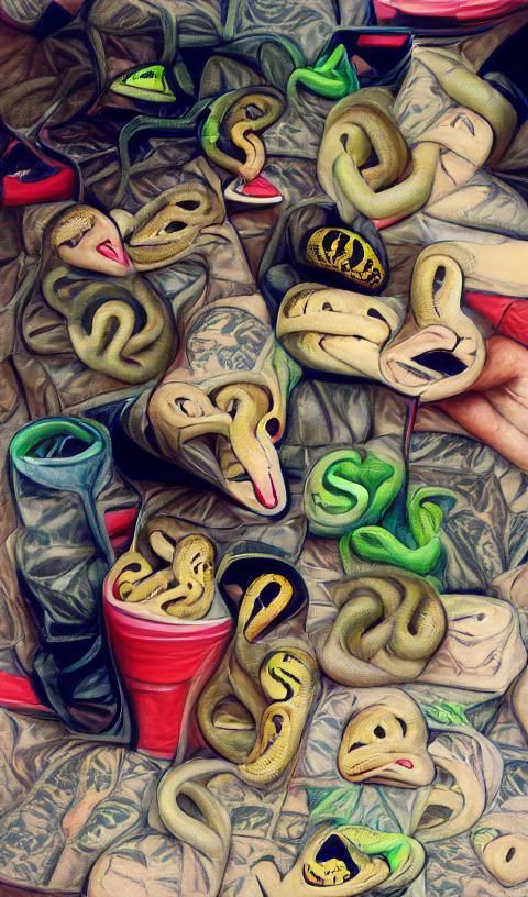 Coiled Snake in Lush Greenery