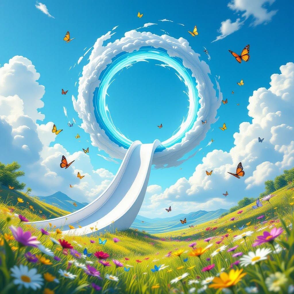 Portal to Magical Meadow with Butterflies