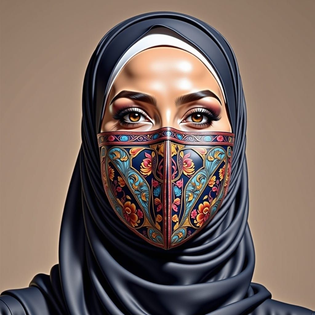 Surreal Hijabi Goddess in Vibrant Floral Garb