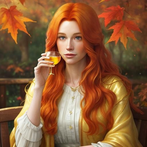 Queen Autumn Portrait in Watercolor Style