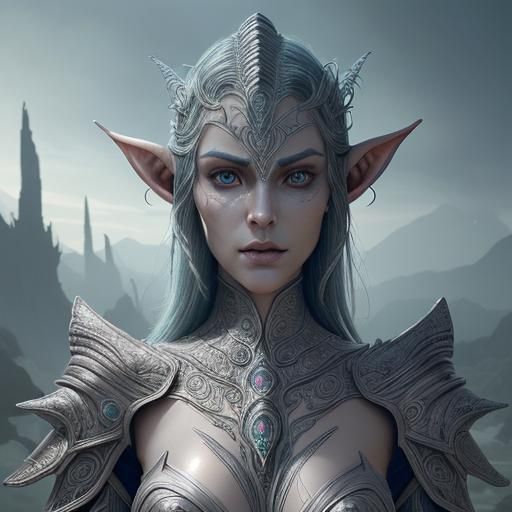 Arcane Altmer High Elf in Coral Armor