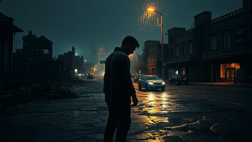 lonely rainy night in a dying world

Caravaggio style, chiar...