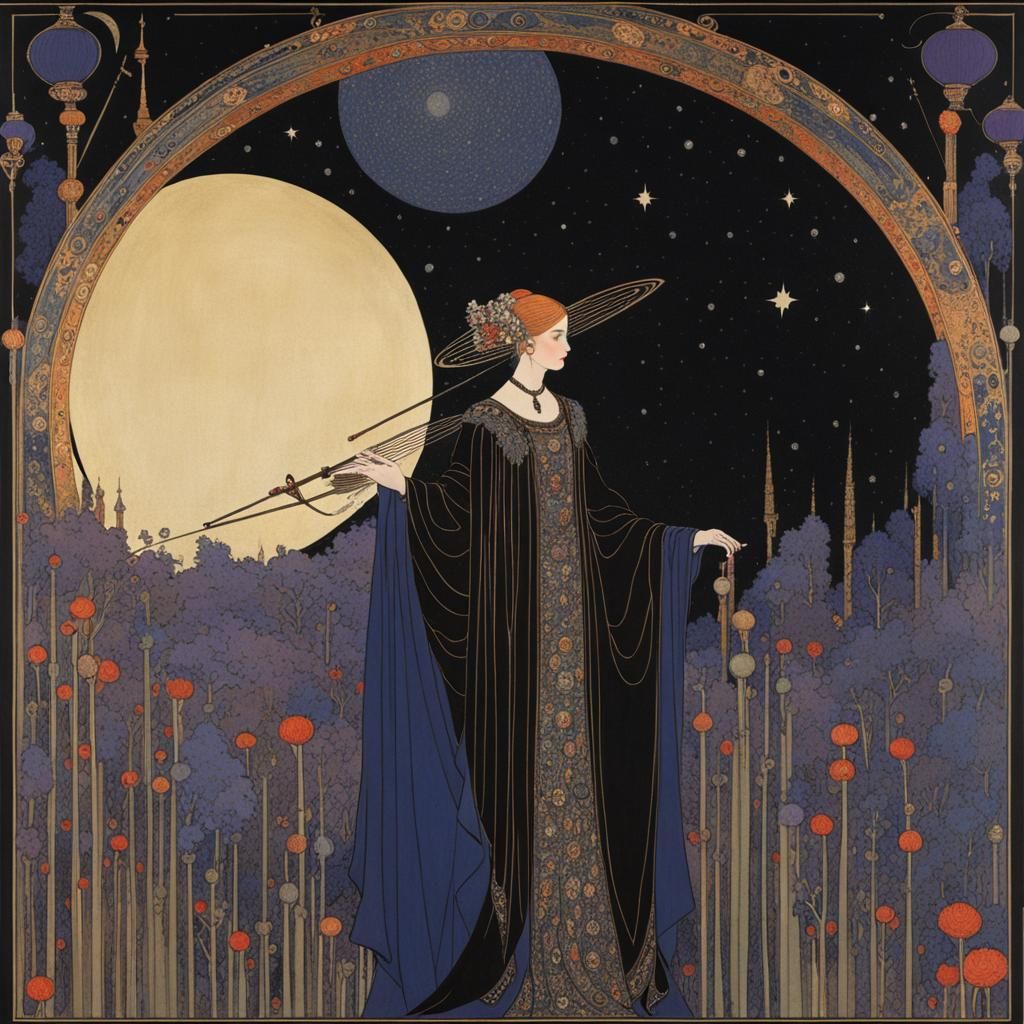 Lady of the Night in Art Nouveau Style