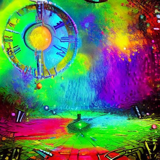 Surrealist Conversation with Melting Clocks in Dreamlike Hue...