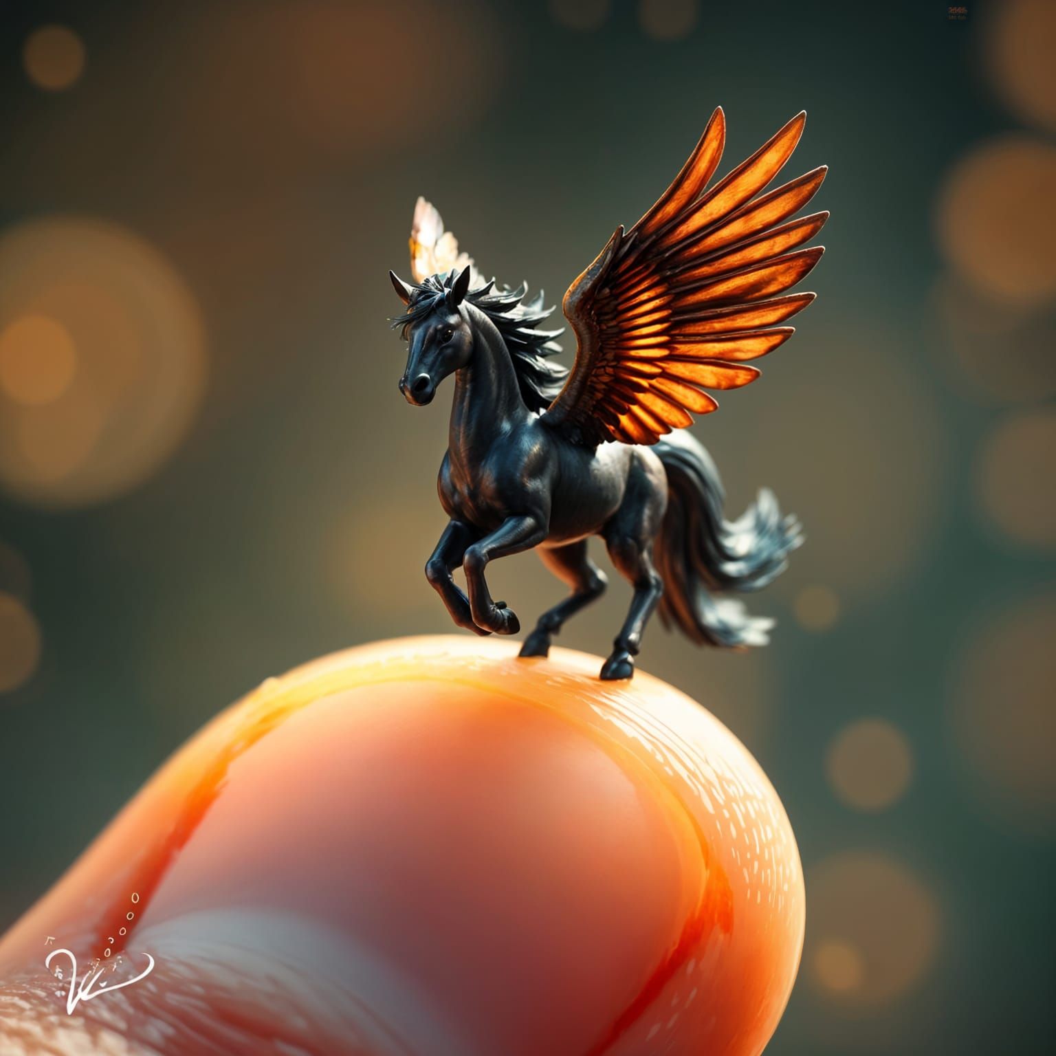 Macro Shot of Tiny Pegasus on Finger