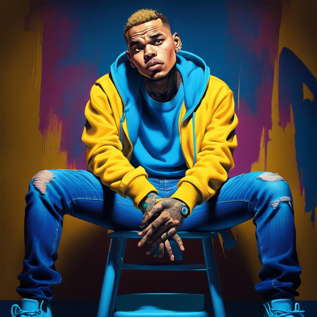 Pop Art Portrait of Confident Man in Jeans