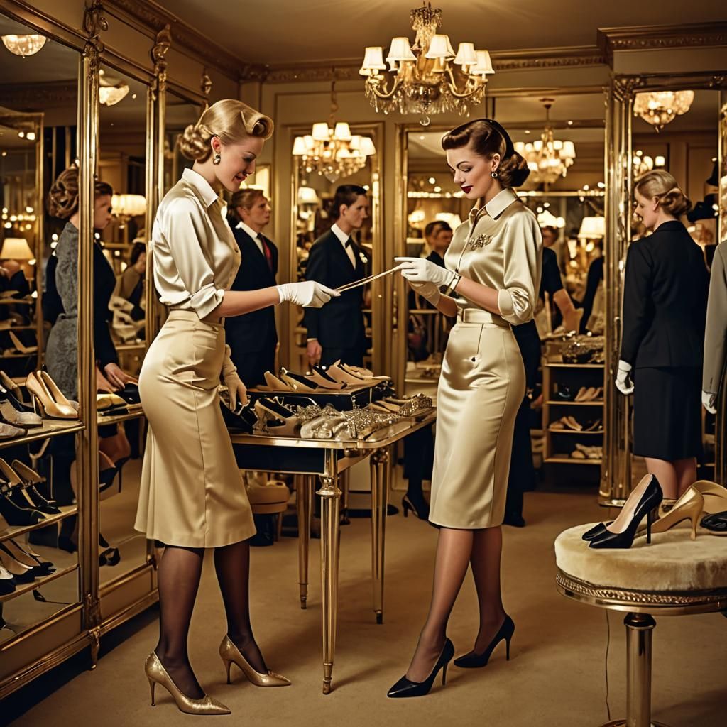 Elegant Boutique Scene in Classic Hollywood Style