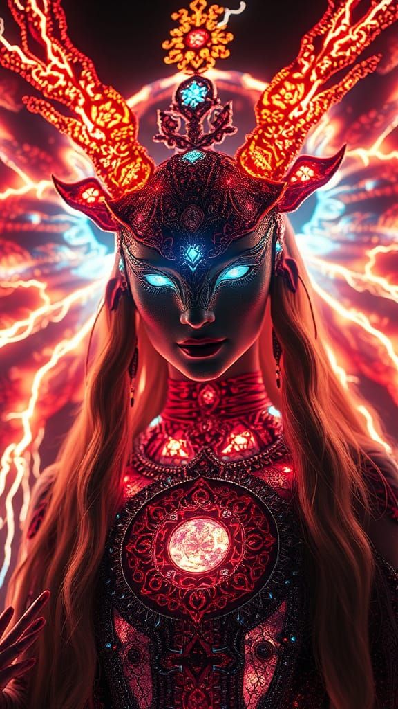 Lightning Goddess Portrait in Dark Fantasy Style