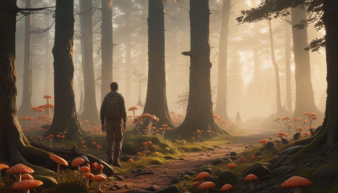 Mystical Forest Figure in Hyperrealistic Style