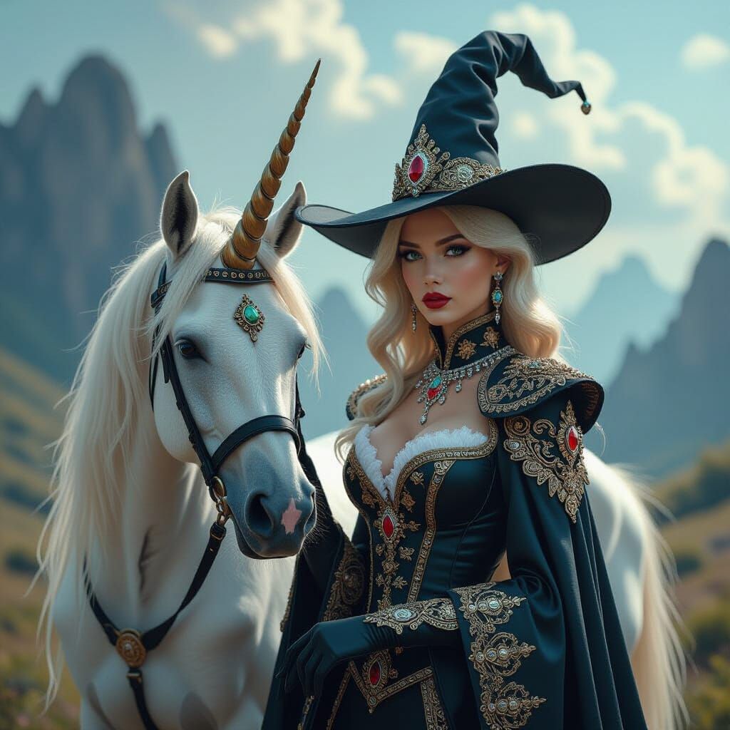 Valkyrie and Unicorn in Baroque Surrealism