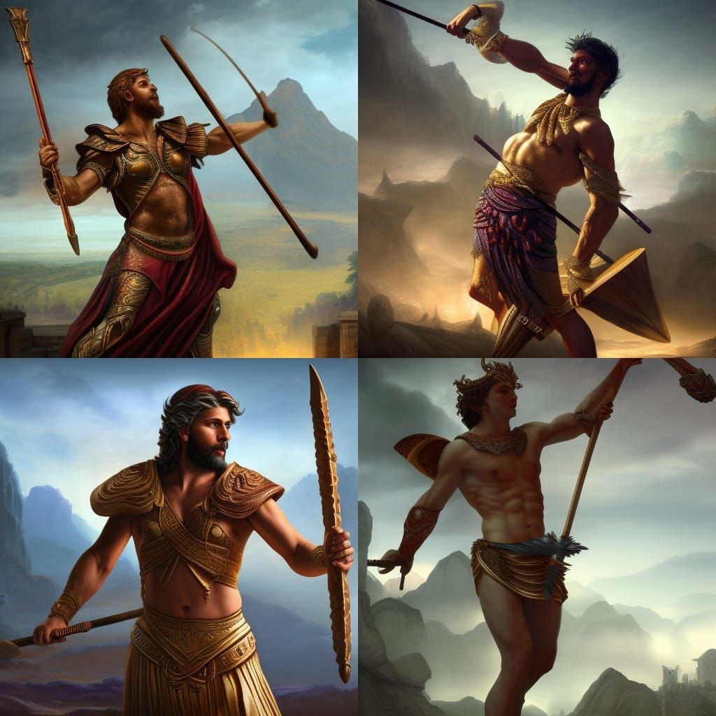 Roman God Mars Throws a Spear