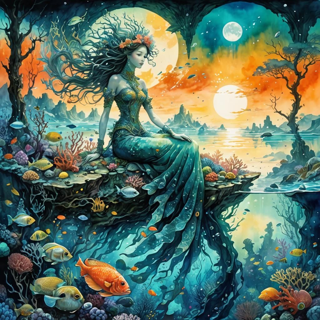 Magical Underwater World in Watercolor Art