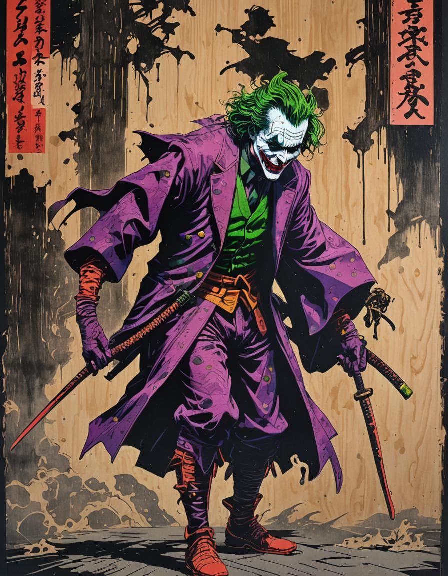 Joker as Last Ronin in Woodblock Print