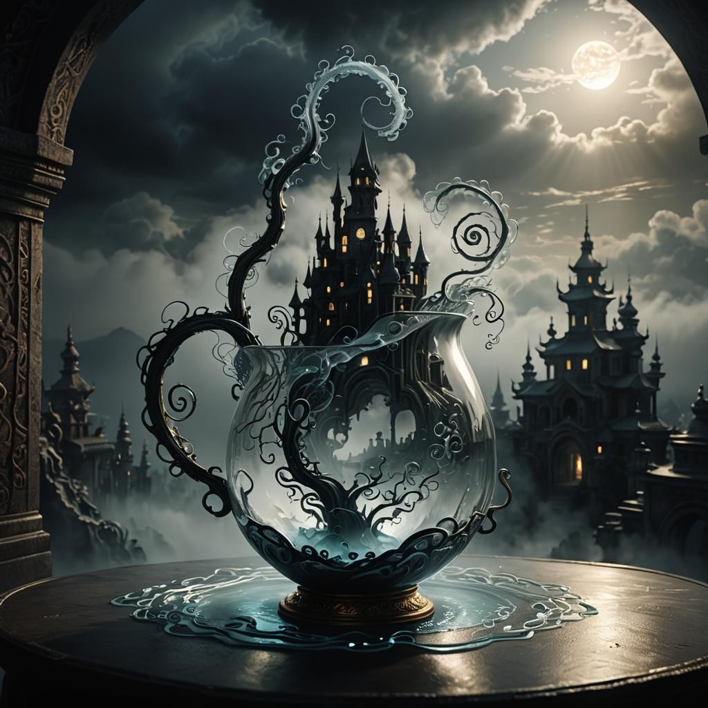 Ethereal Glass A Shape in Dark Fantasy 3D Render