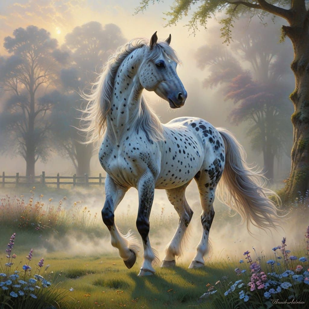Ethereal Appaloosa Horse in Serene Pasture